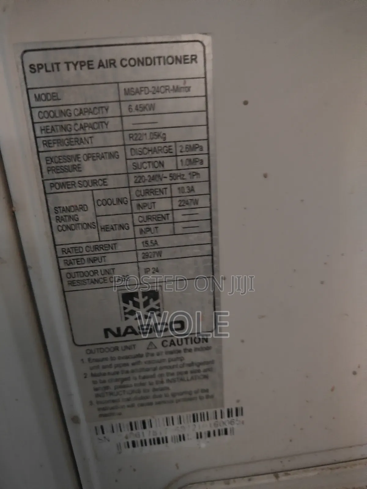 Nasco 2.5 Complete (Indoor Outddoor) Mirror Design Split Unit a/C