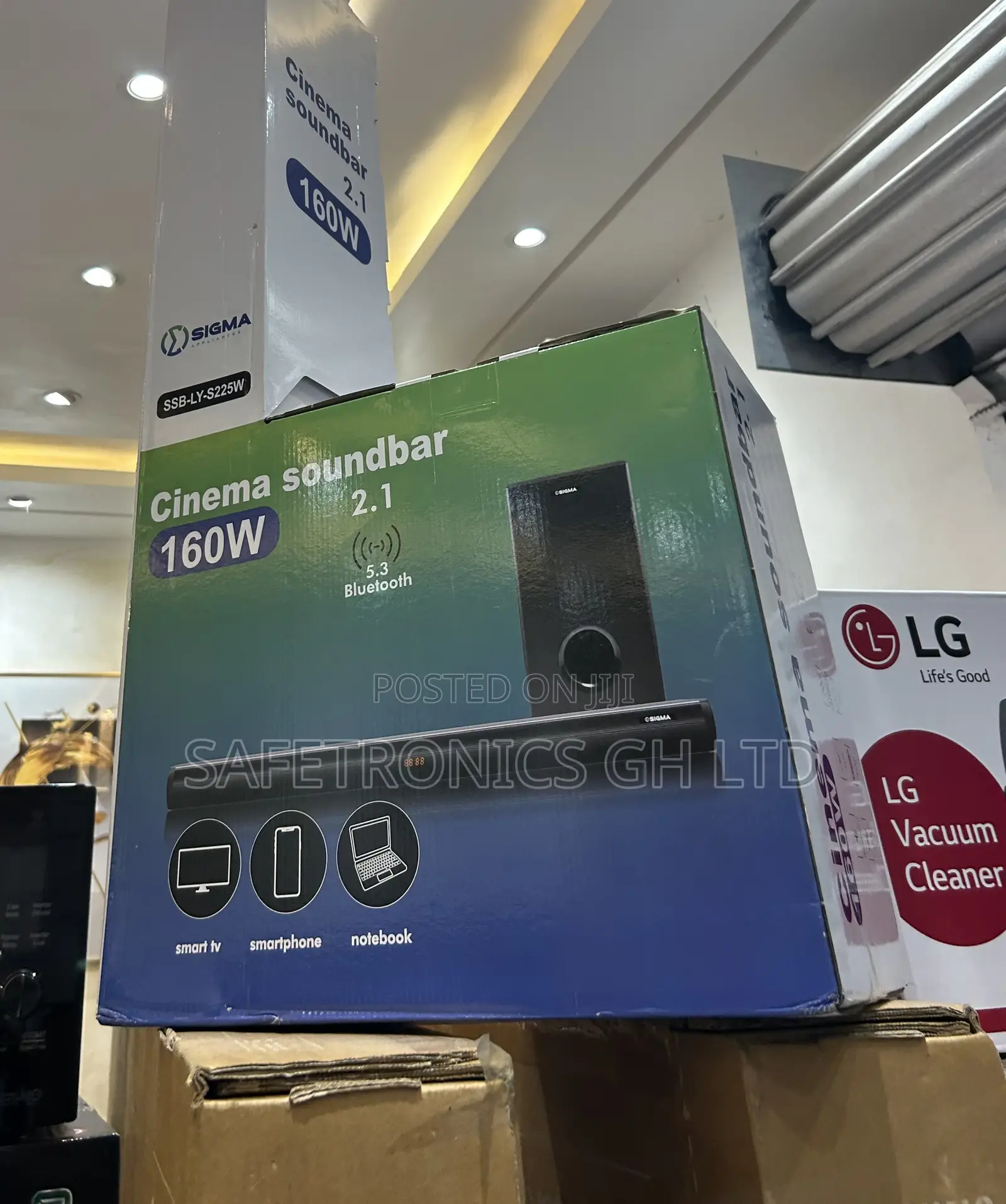 Perfect Black Wireless Bluetooth Sigma SSB-Ly-S225w Soundbar