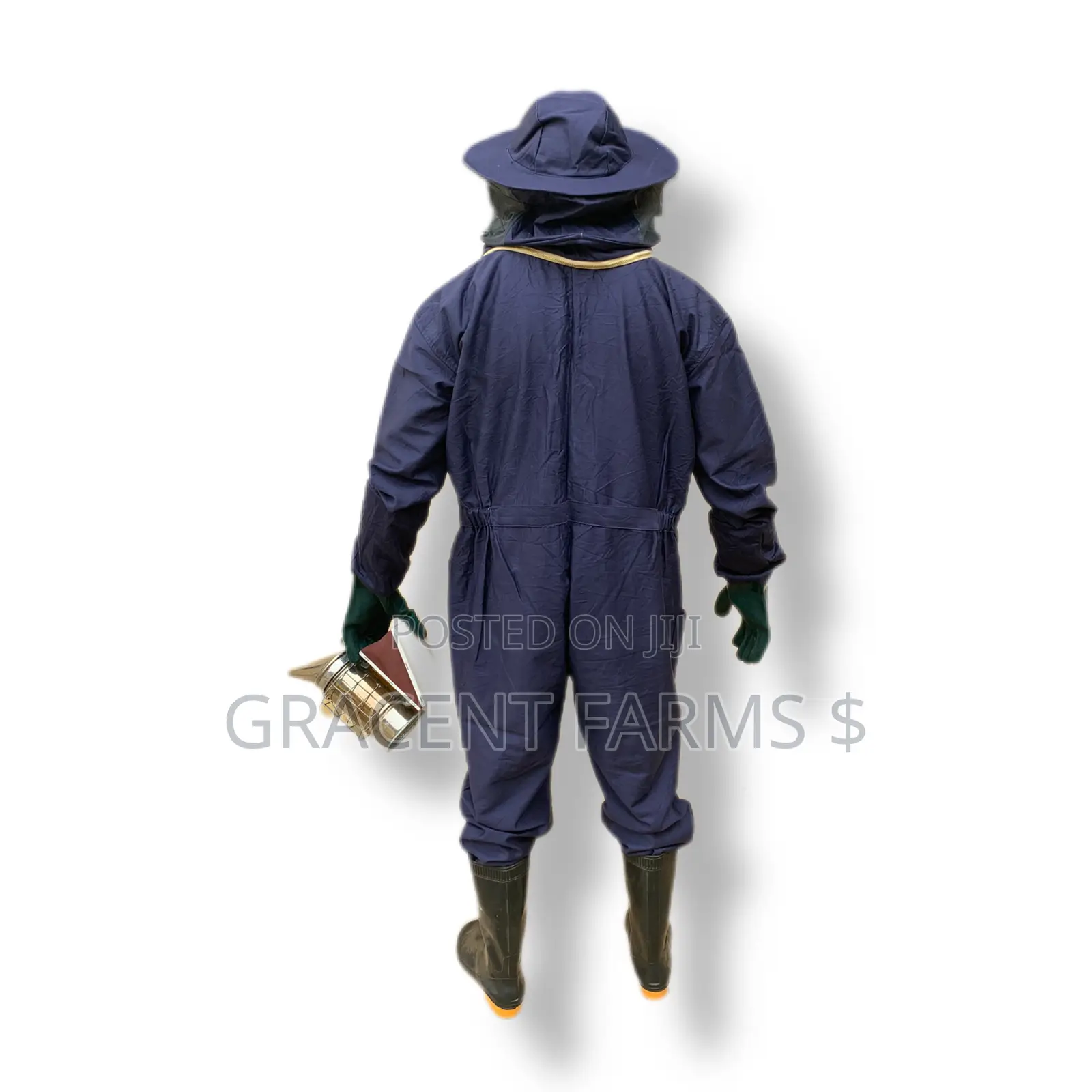 2-Zipper Navy Blue Cowboy Style Beekeepers' Jumpsuit With Gloves