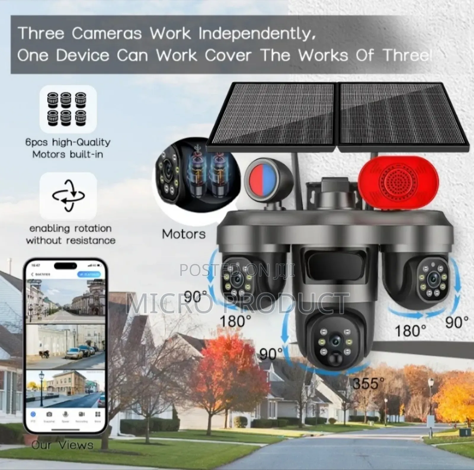 Solar-Powered Tripple Lense Camera
