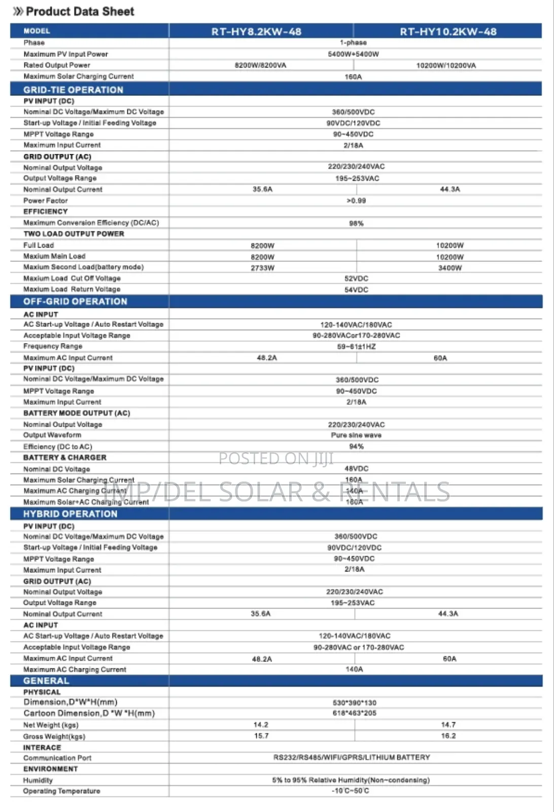 8.2kw 48v Solar Hybrid Inverter