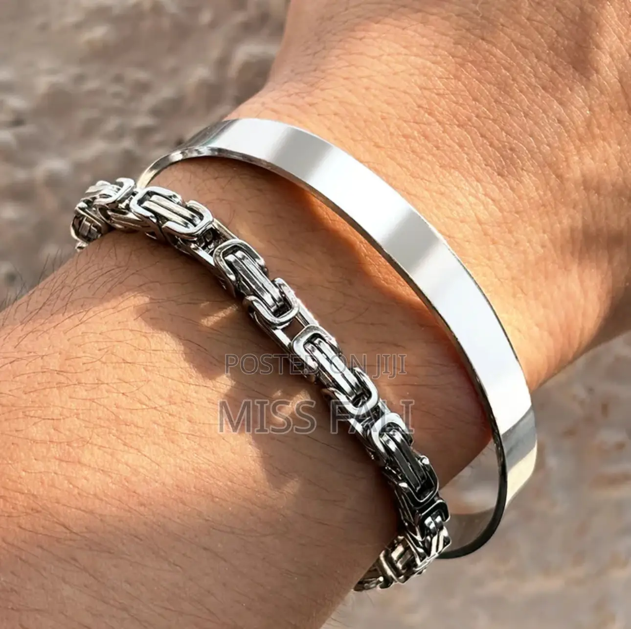 2in1 Silver Bangle and Bracelet Set.