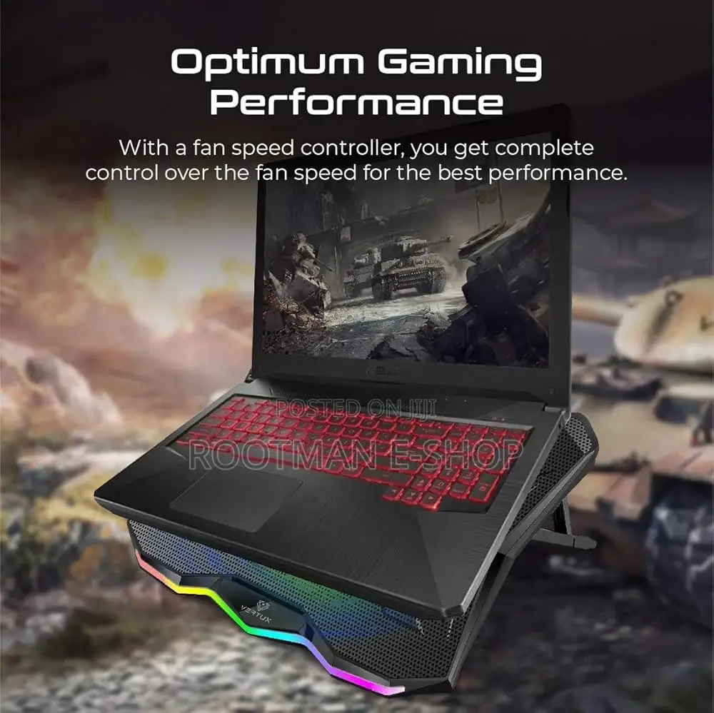 Vertux Laptop Cooling Stand, Quiet Cooling Laptop Pad With Rainbow Led