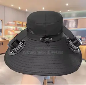 Wide Brim Solar Fan Hat Sun Protection 2 Fan (Solar Usb) Outdoor Beach