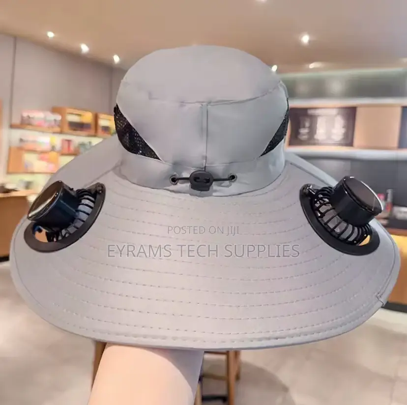 Wide Brim Solar Fan Hat Sun Protection 2 Fan (Solar Usb) Outdoor Beach