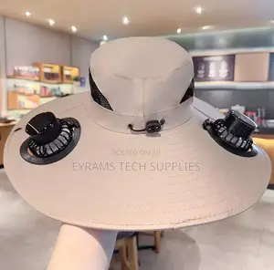 Wide Brim Solar Fan Hat Sun Protection 2 Fan (Solar Usb) Outdoor Beach