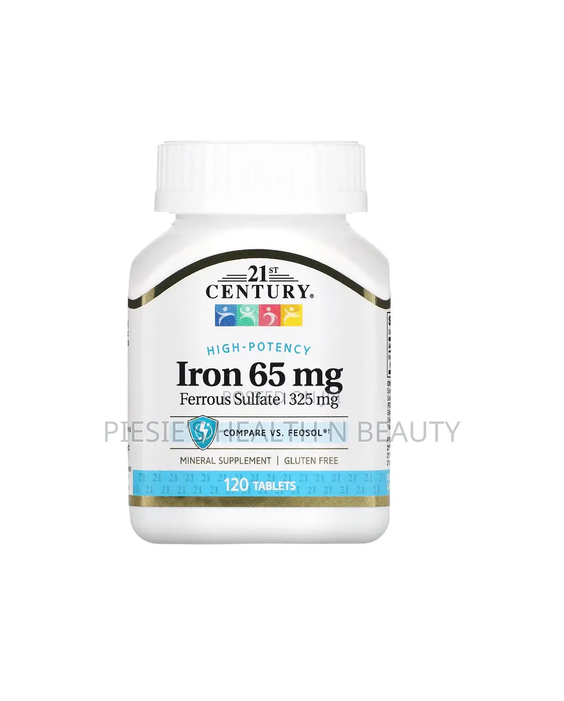 21st Century Iron 65 Mg Ferrous Sulfate 325 Mg Tablets, 120 Count