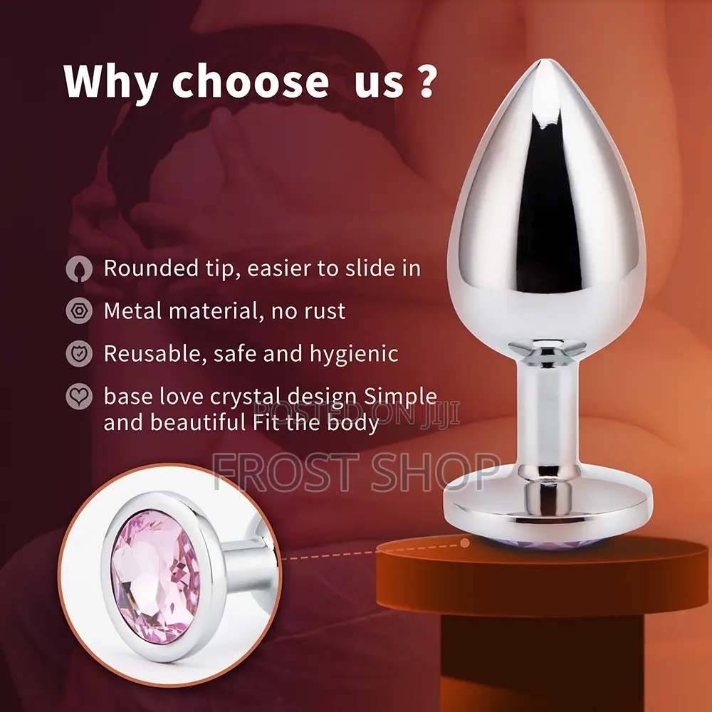3in1 Anal Butt Plug Smooth Metal Stainless Steel Crystal Butt Plug
