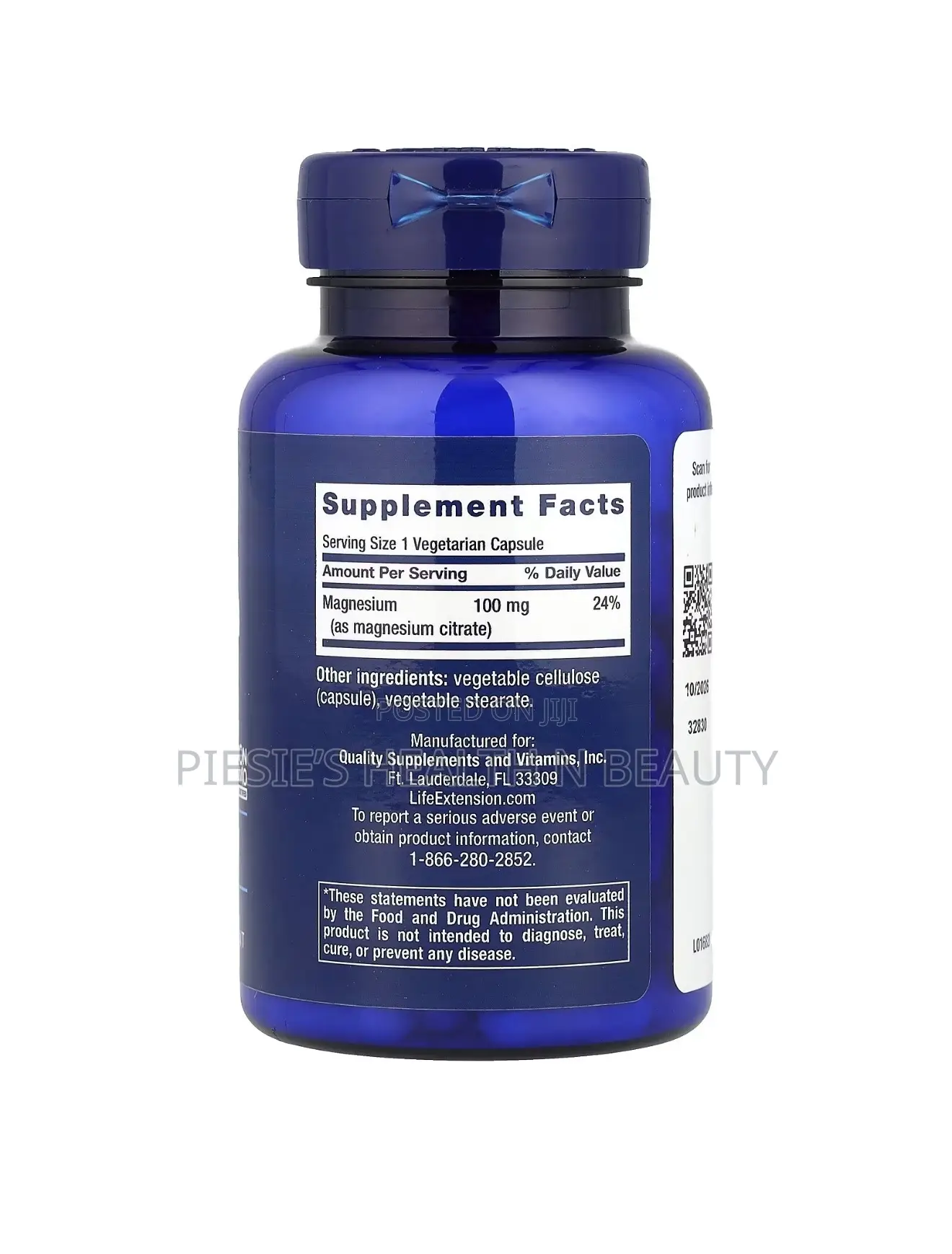 Life Extension Magnesium Citrate 100mg, 100veg Caps
