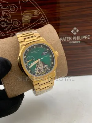 Patek Philippe Gold Green  Dial Mechanical Mens Watch