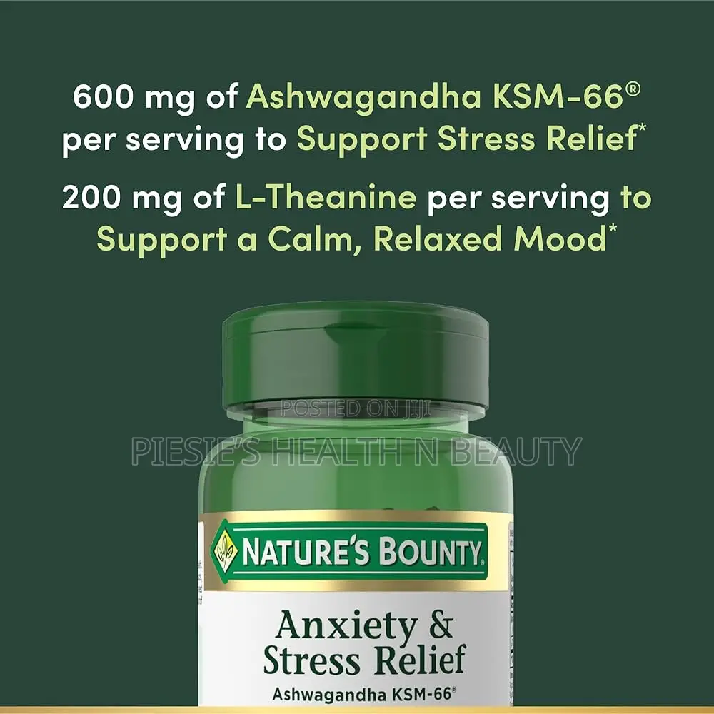 Nature's Bounty Anxiety Stress Relief Ashwagandha KSM-66, 90 Count