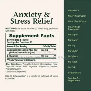 Nature's Bounty Anxiety Stress Relief Ashwagandha KSM-66, 90 Count