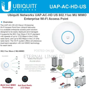 Ubiquiti Unifi Hd 802.11ac Wave 2 Enterprise Wi-Fi Ap (Uap-Ac-Hd)