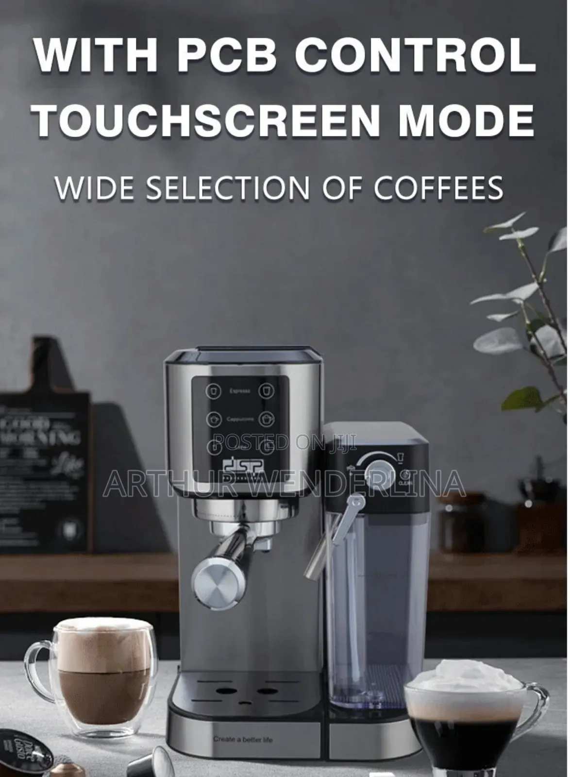 Dsp- Espresso & Latte & Cappuccino Machine 1350watt. Milk Frother -