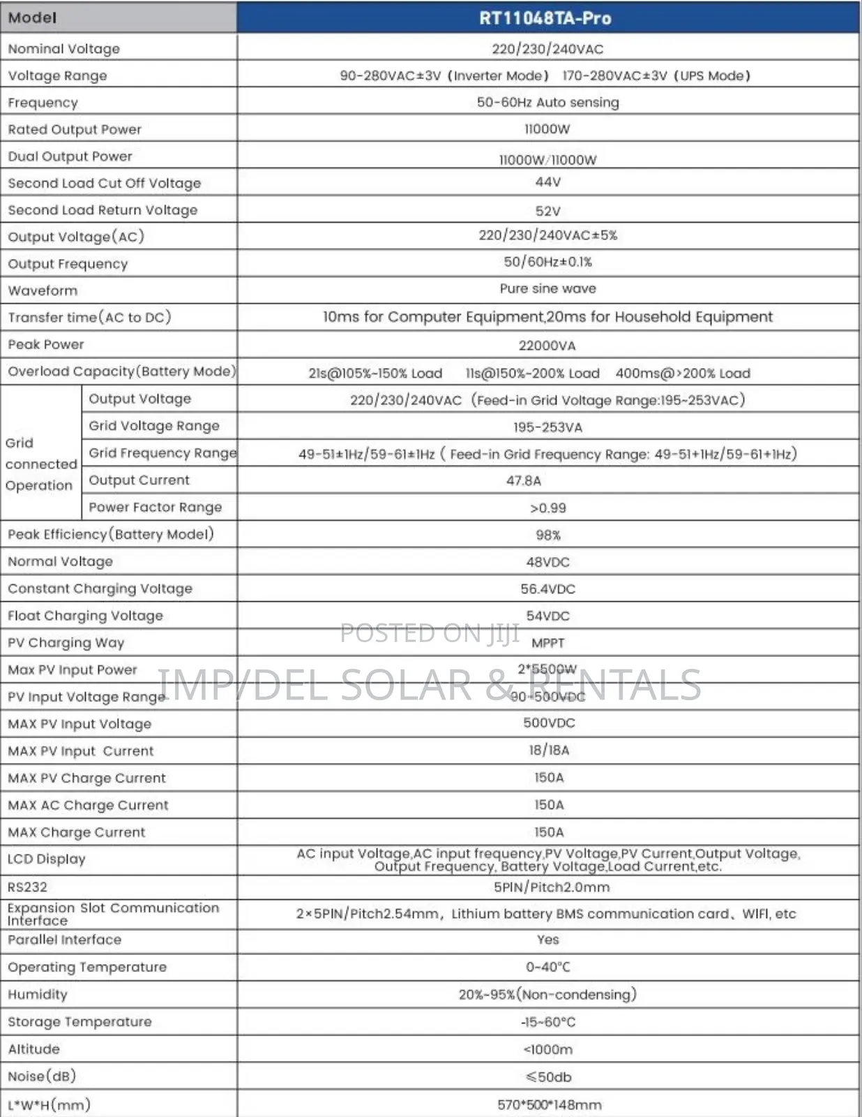 11.0kw 48v Solar Inverter Mega Efficiency Hybrid