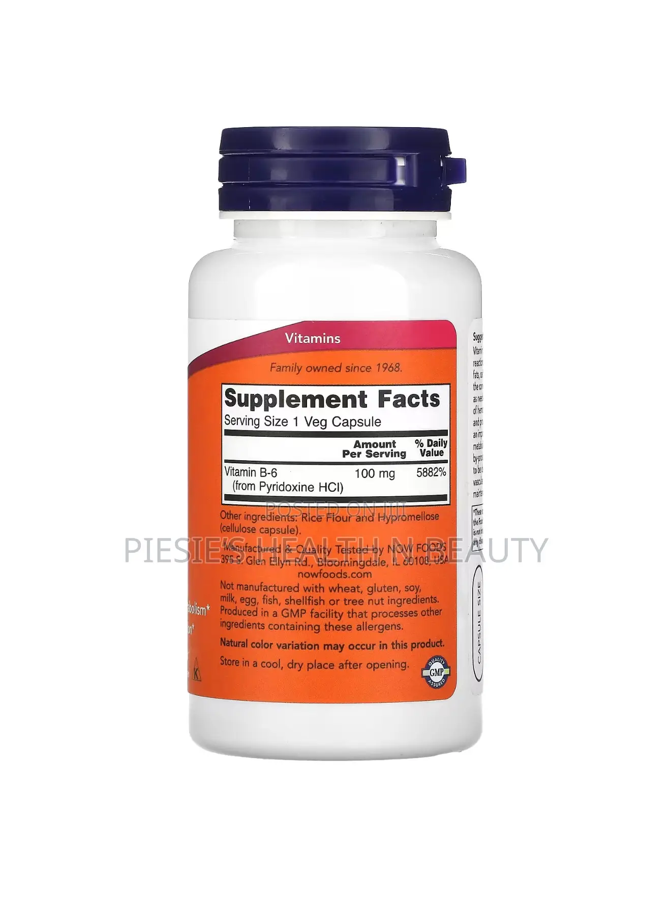 Now Foods Vitamin B-6 100 Mg, 100 Veg Capsules