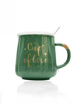 450ml Ceramic Coffee Mug With Ceramic Lid Spoon. Ghx1571