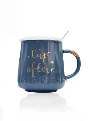 450ml Ceramic Coffee Mug With Ceramic Lid Spoon. Ghx1571