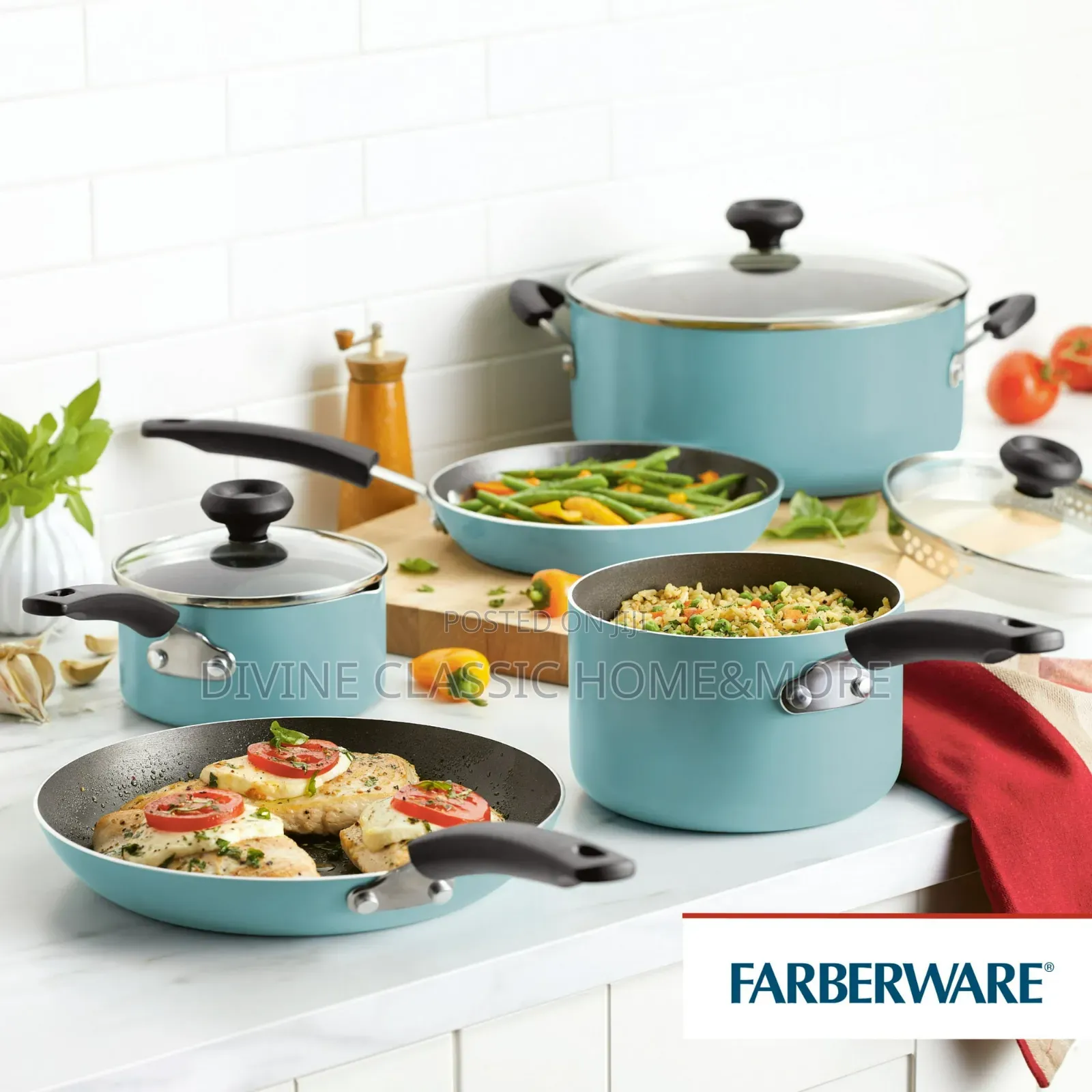 Farberware Easy Clean 12 PCS Nonstick Cookware Set With Cooking Tools