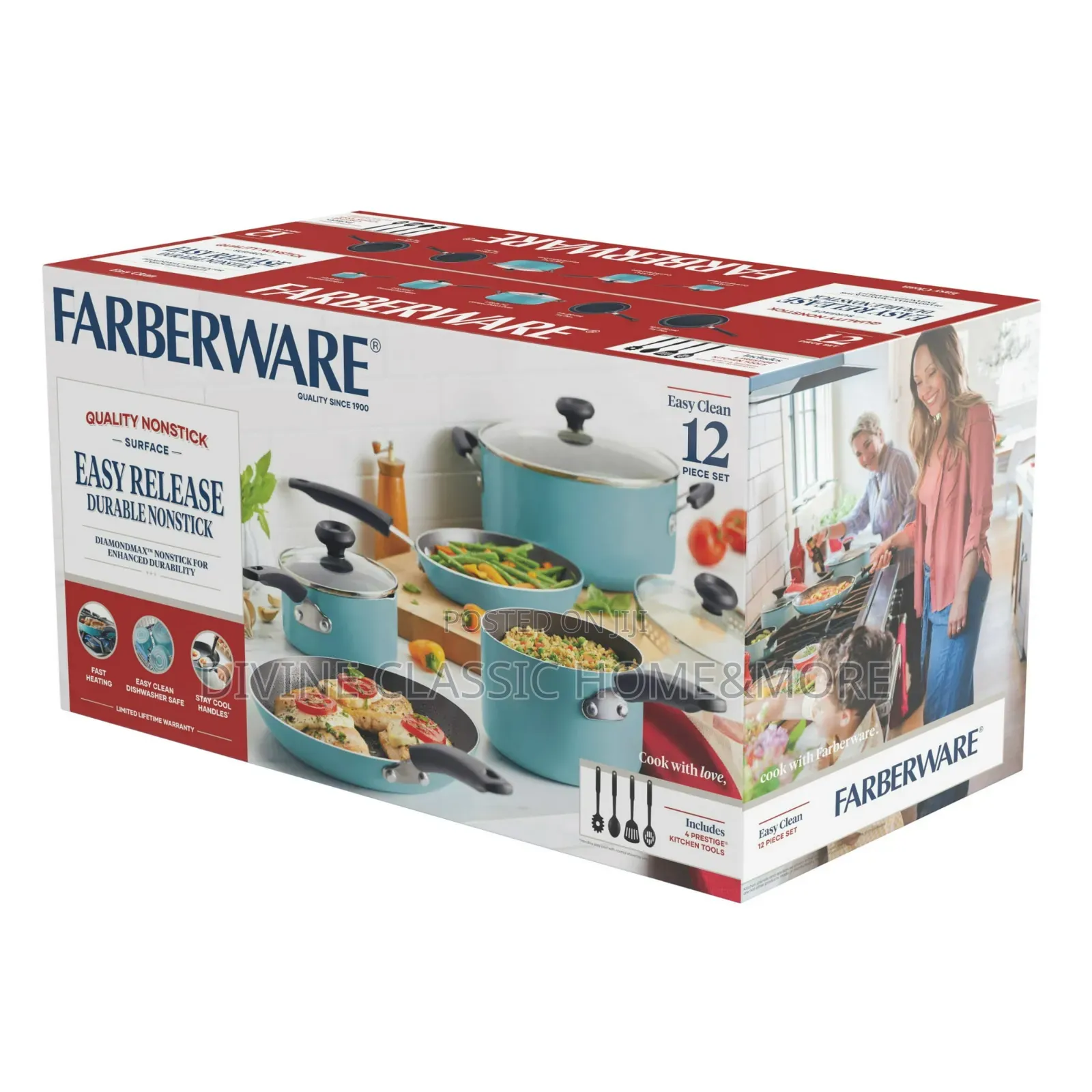 Farberware Easy Clean 12 PCS Nonstick Cookware Set With Cooking Tools
