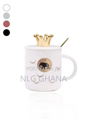 450ml Elephant Ceramic Mug With Ceramic Lid Spoon.