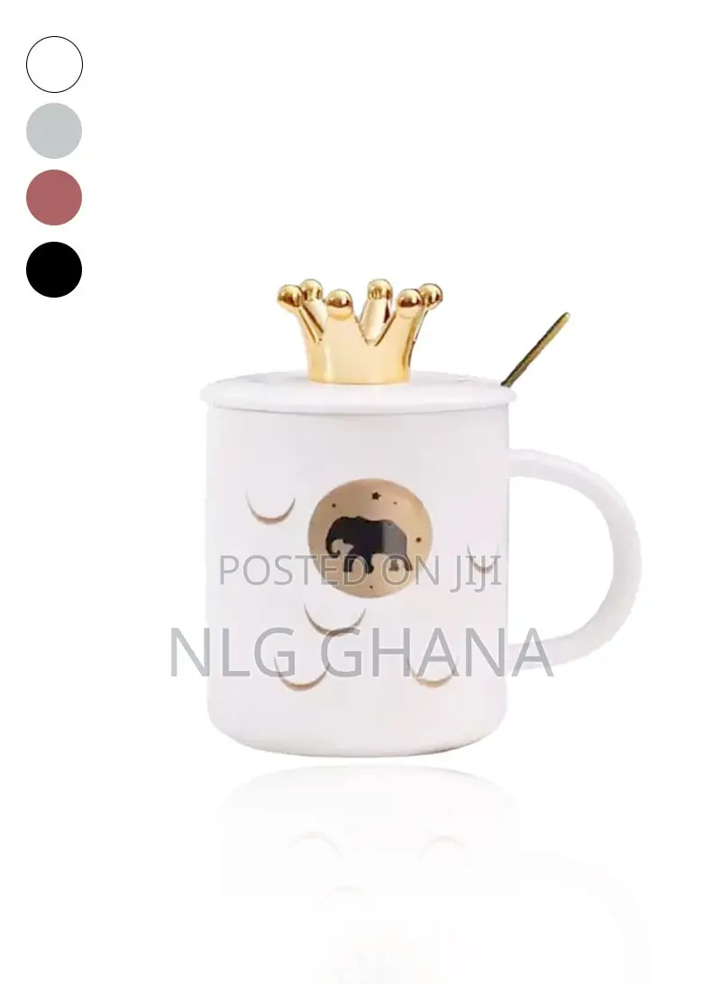 450ml Elephant Ceramic Mug With Ceramic Lid Spoon.