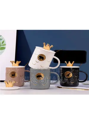 450ml Elephant Ceramic Mug With Ceramic Lid Spoon.