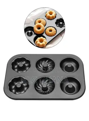 6-Donut Carbon Steel Non-Stick Easy Grip Baking Mold. Ghx5262