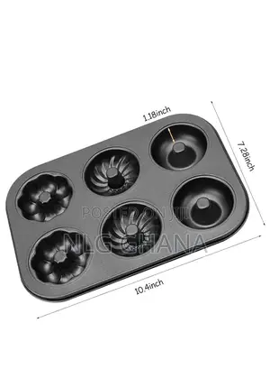 6-Donut Carbon Steel Non-Stick Easy Grip Baking Mold. Ghx5262