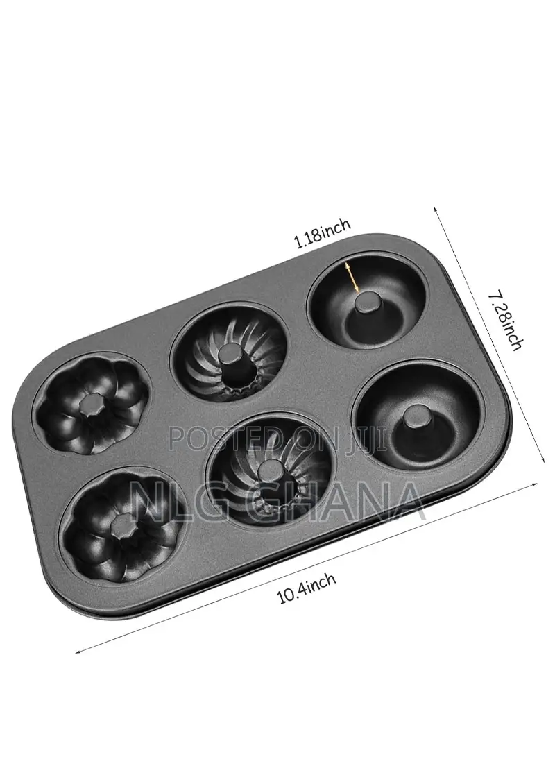 6-Donut Carbon Steel Non-Stick Easy Grip Baking Mold. Ghx5262