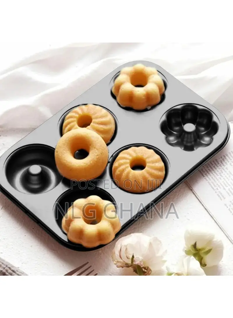 6-Donut Carbon Steel Non-Stick Easy Grip Baking Mold. Ghx5262
