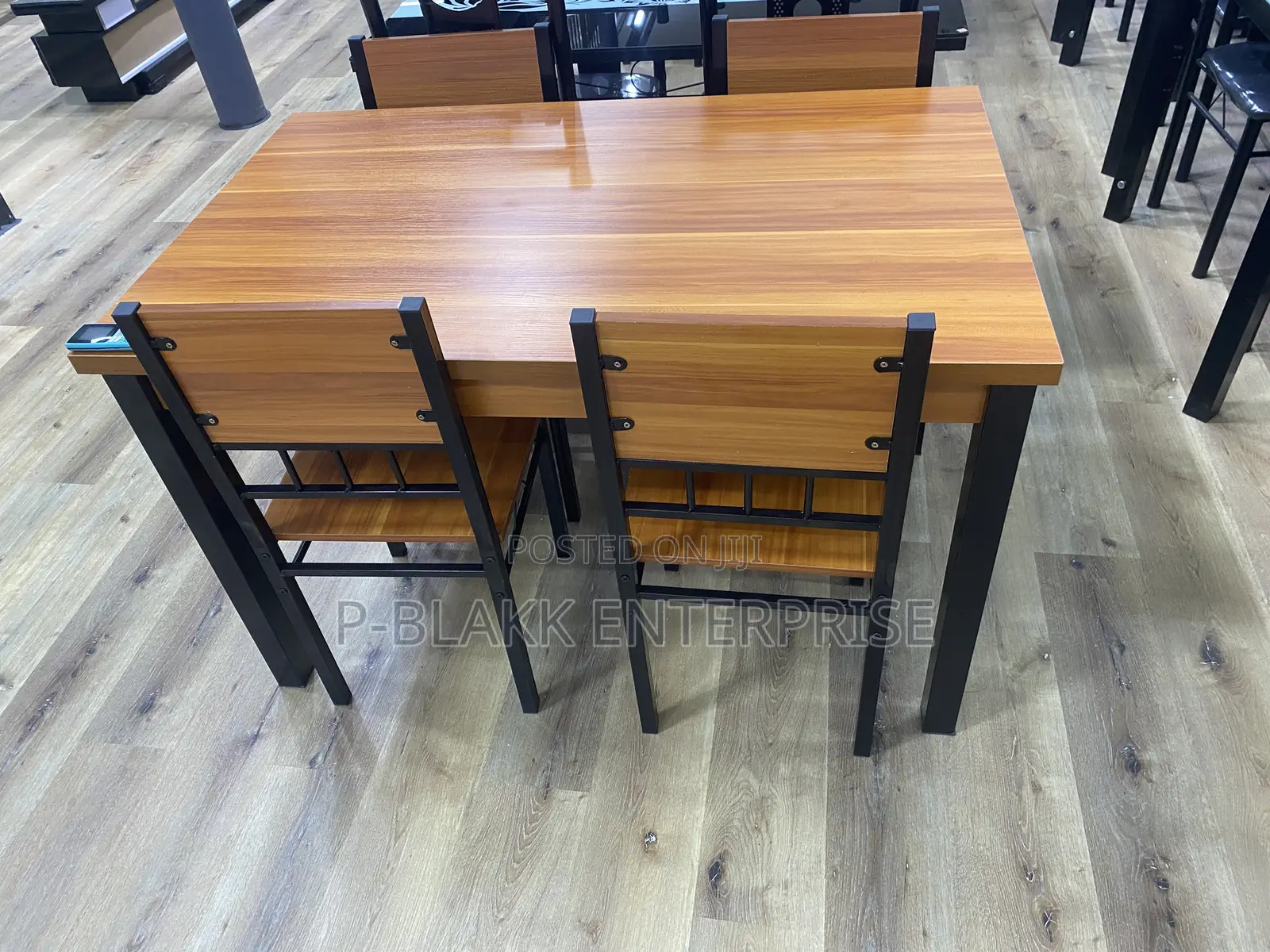 Wood Color Wooden Dining Table With 4chairs