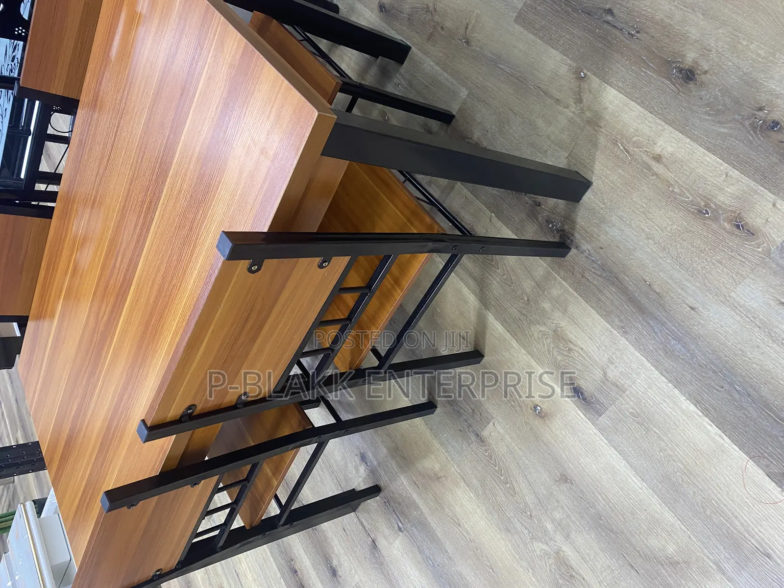 Wood Color Wooden Dining Table With 4chairs