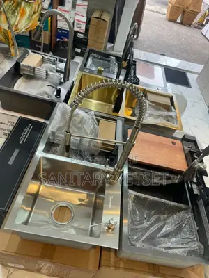 Complete Double Bowl Cabinet Sink With Ring Tap