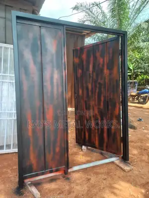 Modern Metal Gate With Wood-Look Finish | Custom Made