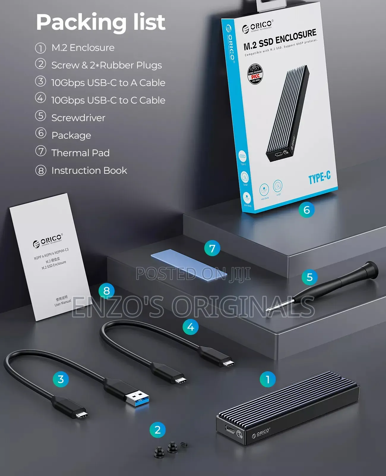 M.2 Nvme Ssd Enclosure 10gbps Original Orico Brand