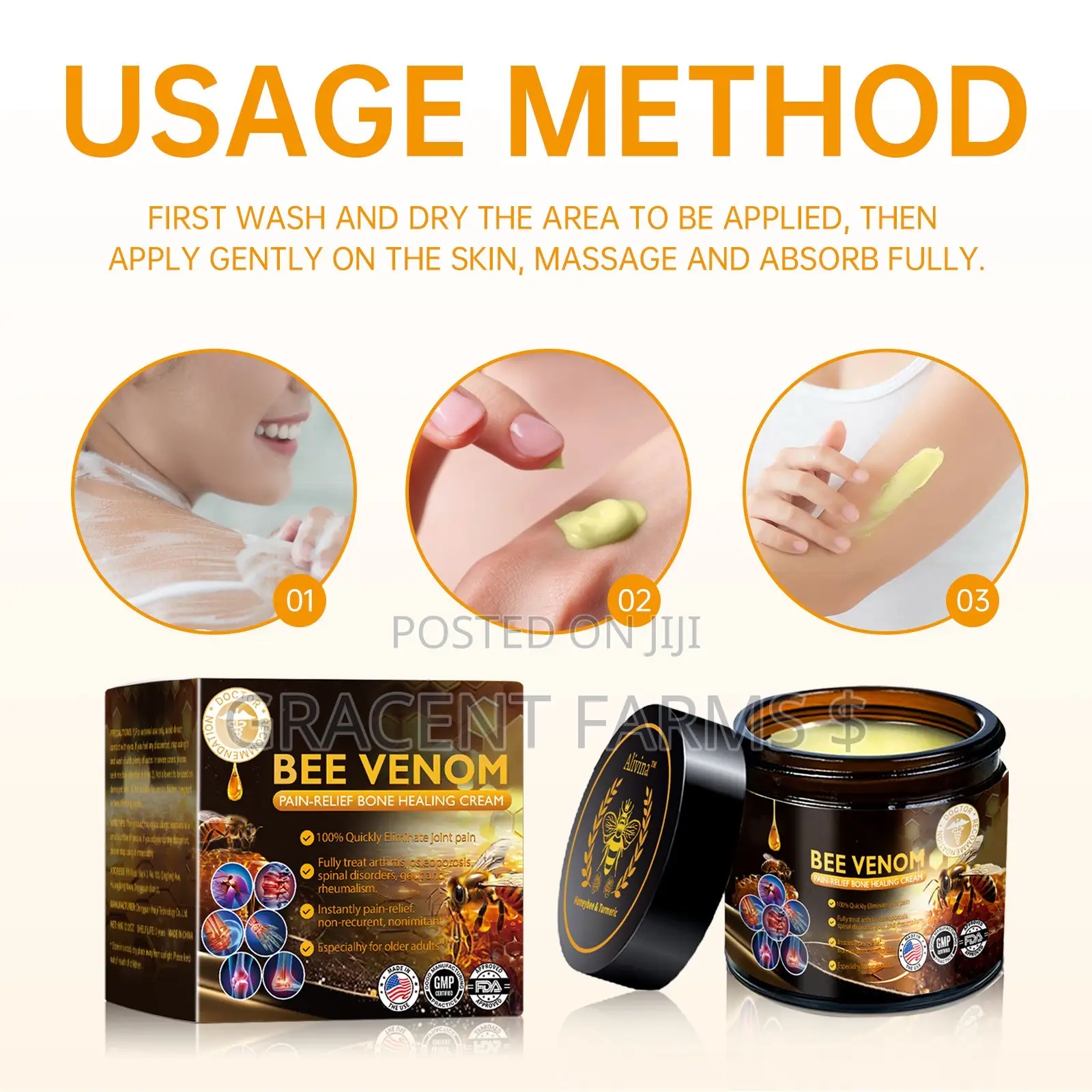 Bee Venom Pain Relief Bone Healing Cream - Black Label - 60g