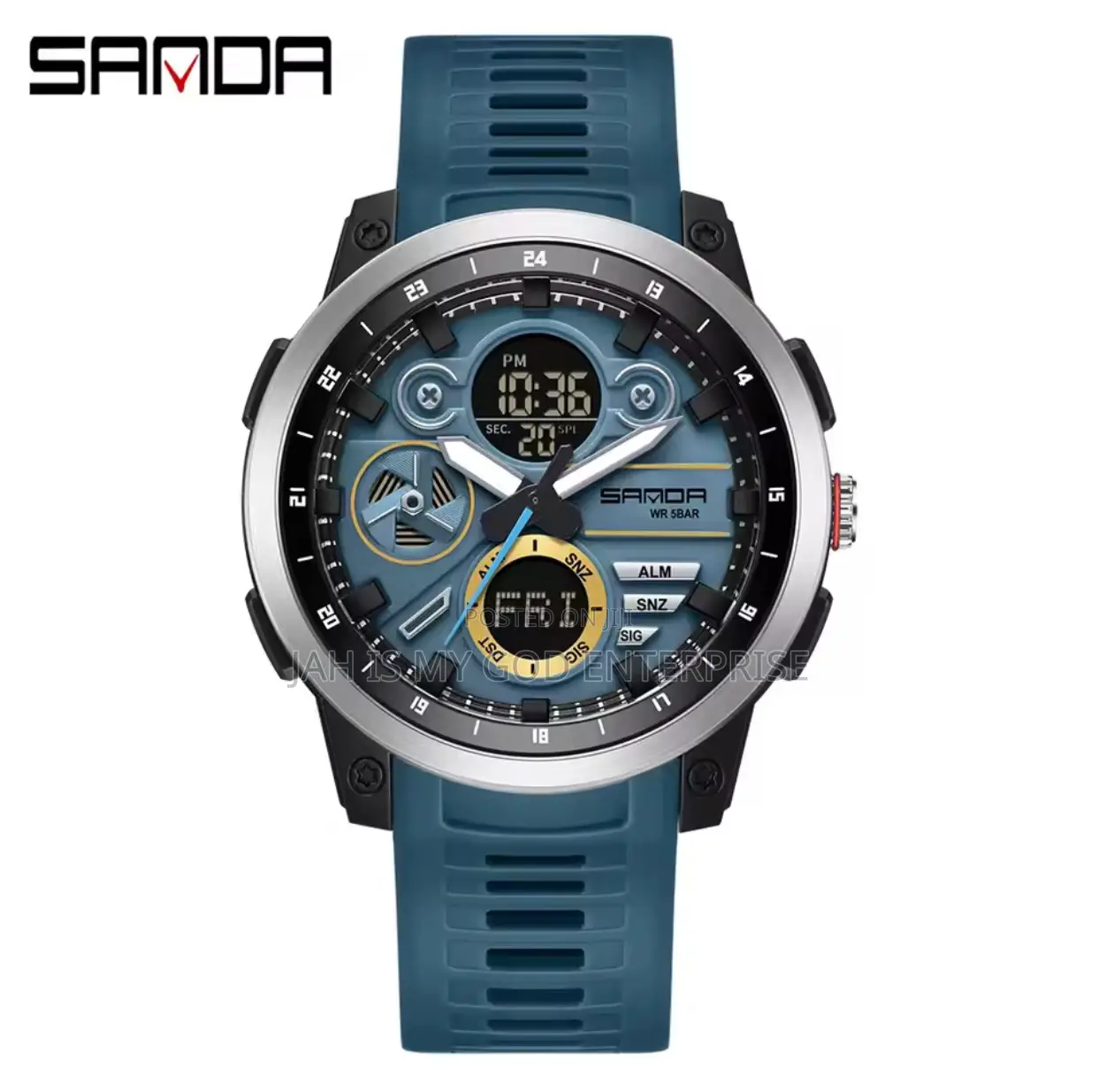 Sanda Men Sport Led Display Quartz Waterproof Dual Display Digital