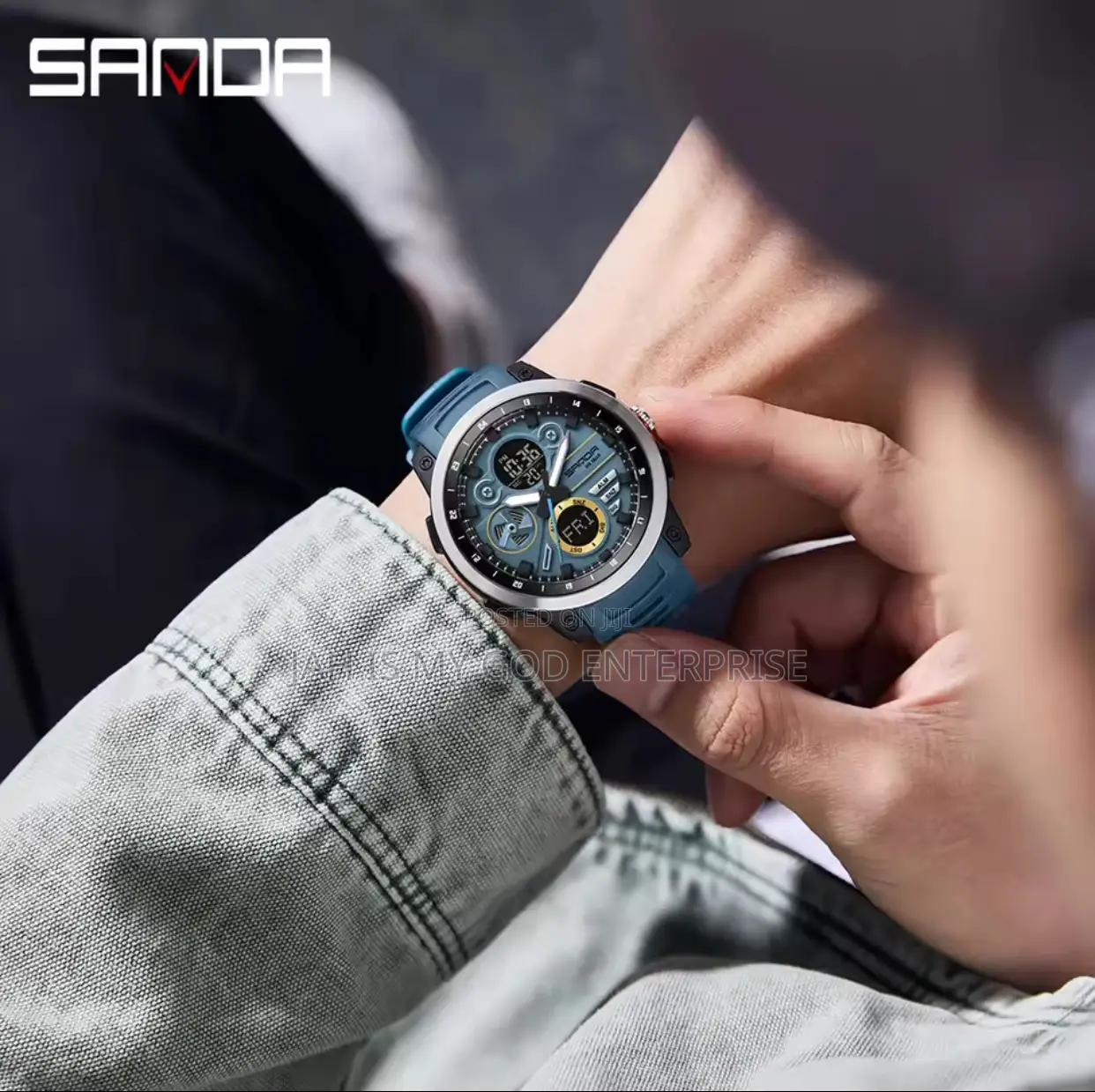 Sanda Men Sport Led Display Quartz Waterproof Dual Display Digital