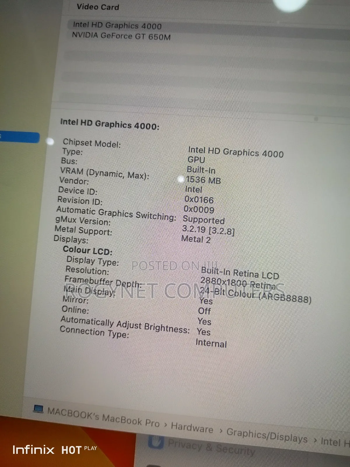 Laptop Apple MacBook Pro 2012 8GB Intel Core i7 SSD 256GB