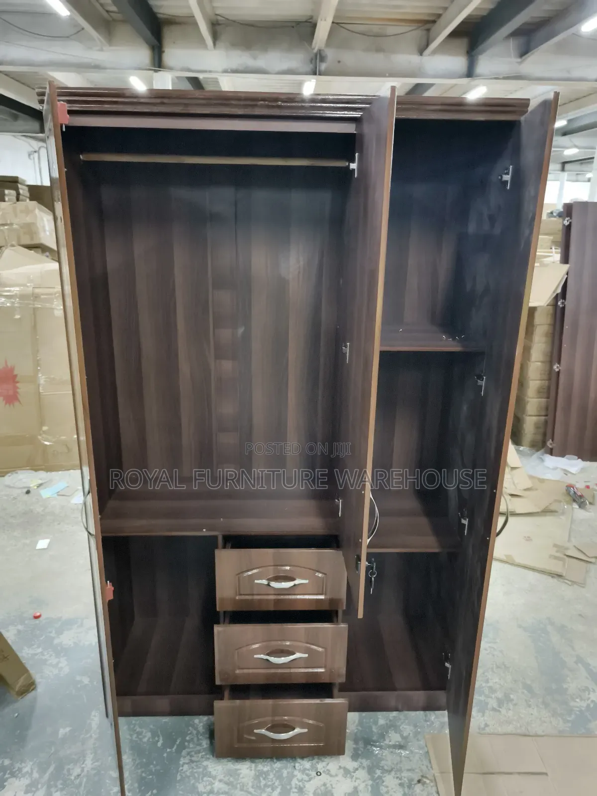Foreign 3 Doors Wooden Wardrobe