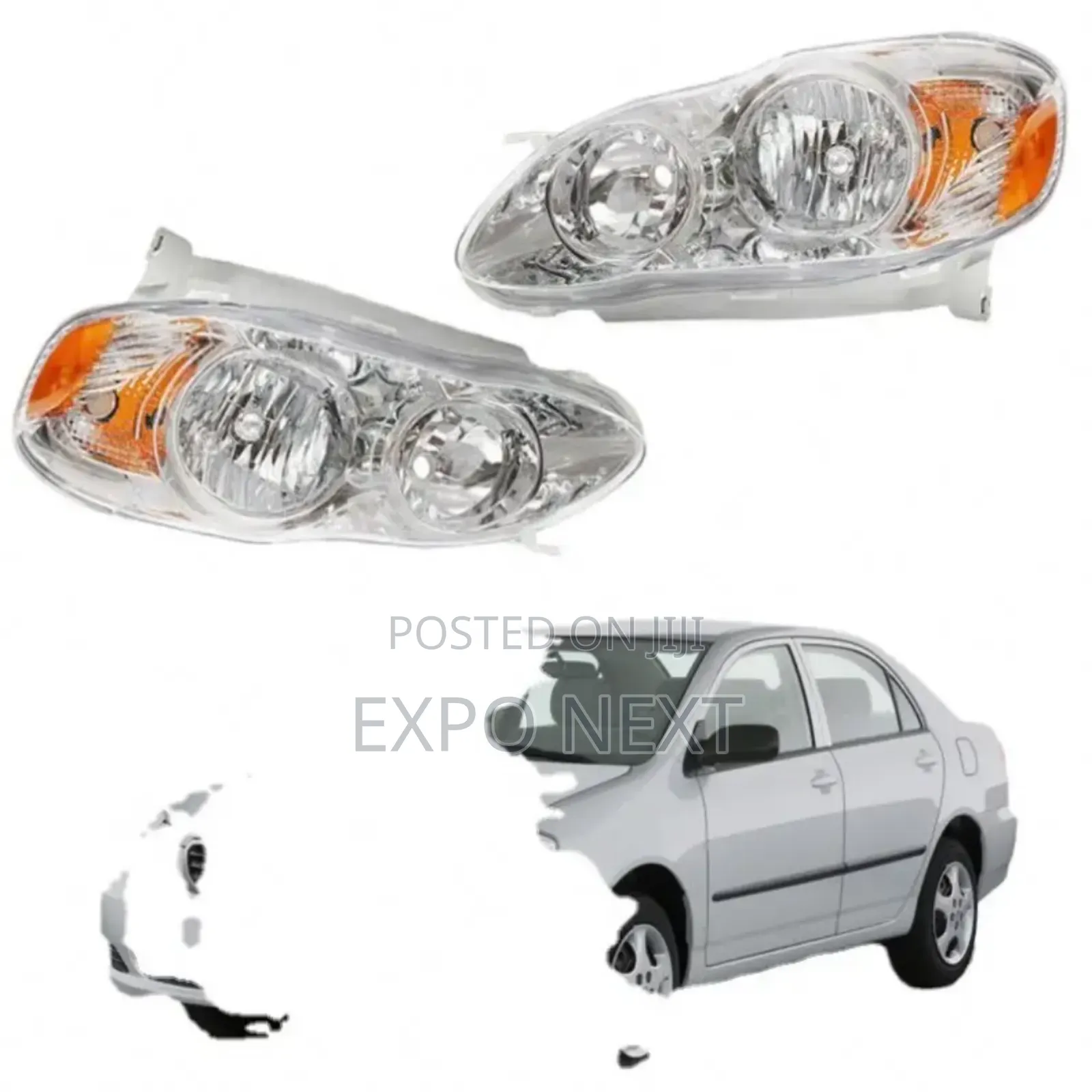 Headlights Pair For 2003-2008 Toyota Corolla Chrome