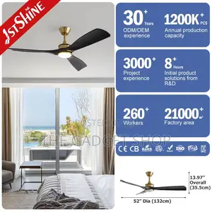 Ceiling Fan With Light( Gold Black )
