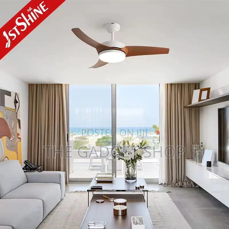 Ceiling Fan With Light (White Brown)
