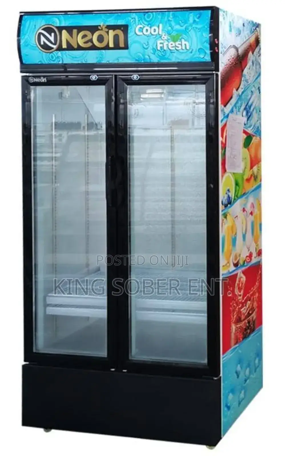 Neon Double Door Display Fridge