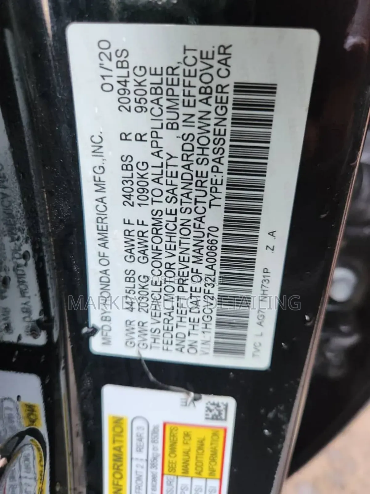 Honda Accord 2020 Black