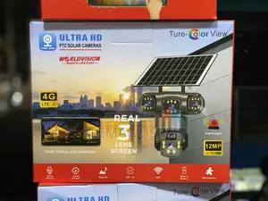 3 Lens (Triple Lens) 4g Solar-Powered PTZ Outdoor CCTV Camera V380pro
