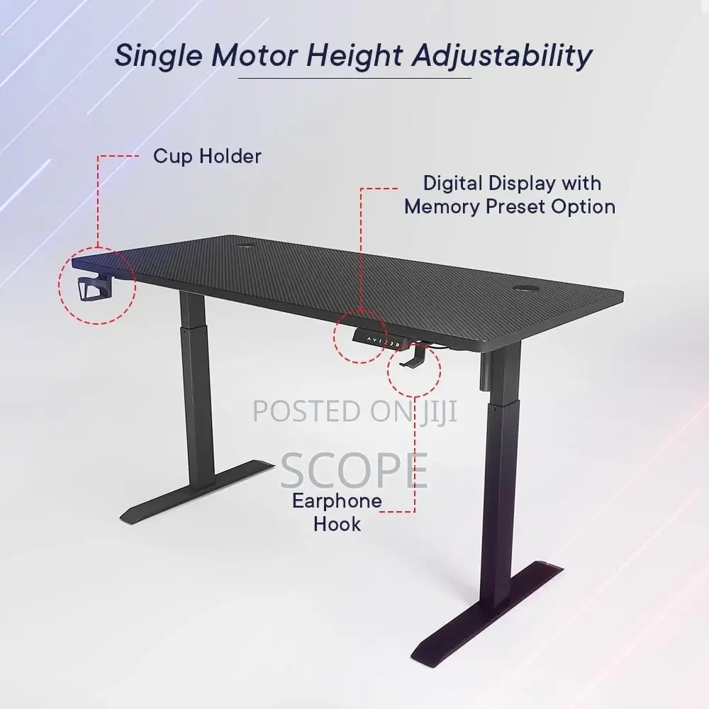 160x70 Electric Height Adjustable Desk – Memory, Cup Headset Holder