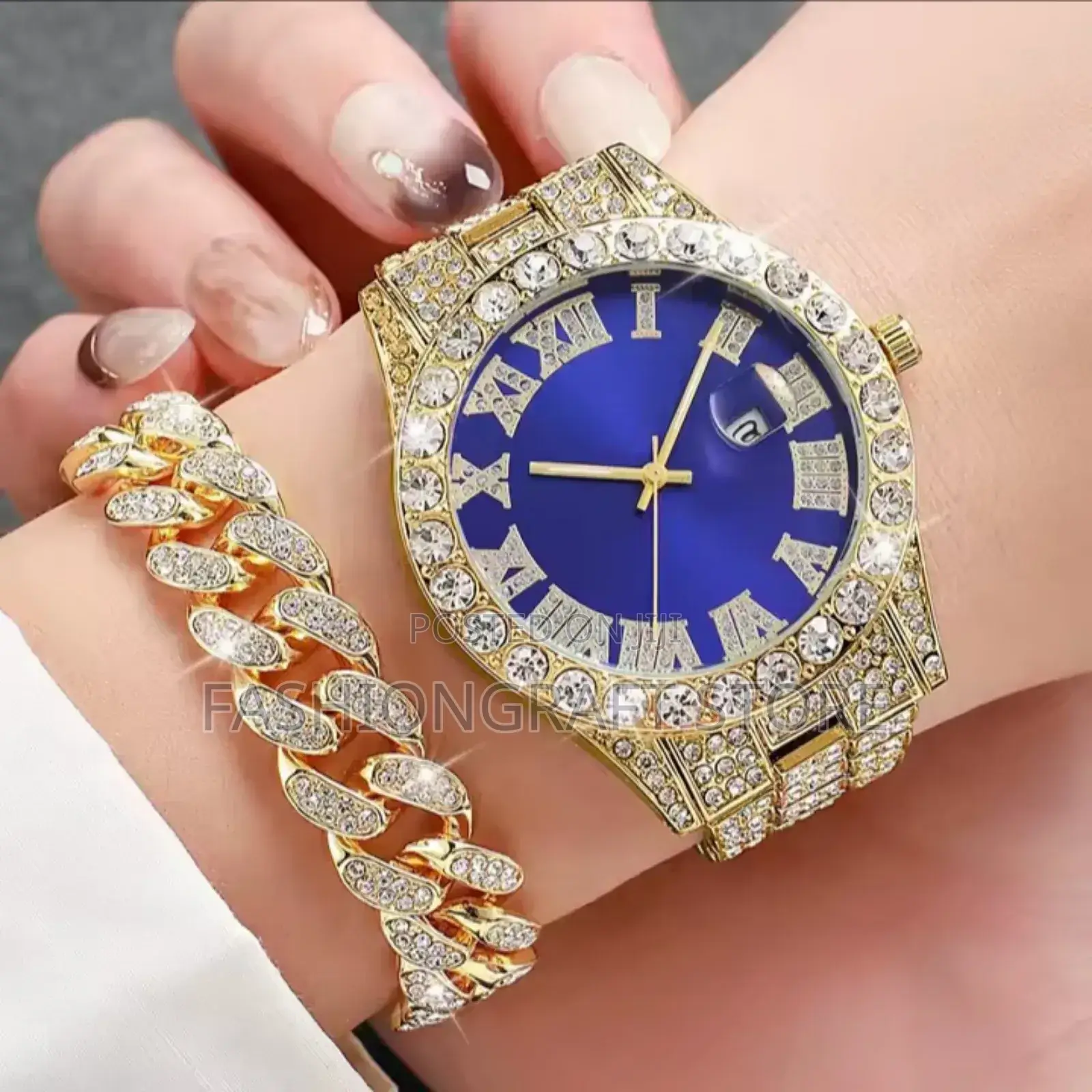 2ps Quality Rhinestone Watch Mens