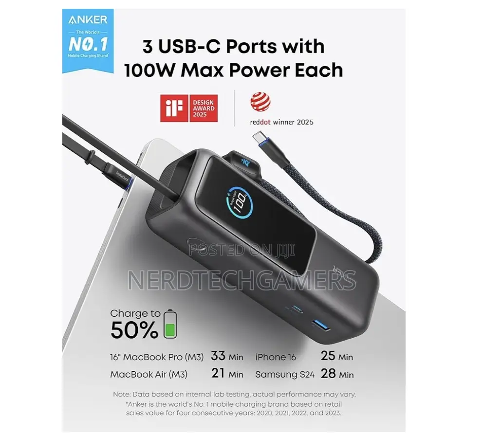 Anker Laptop Power Bank, 25,000mah Portable Charger With Triple 100w
